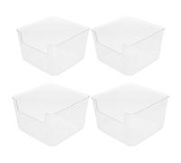 ORFOFE 4pcs Small Animal Sand Bath Box with Nonslip Base Transparent Plastic Hamster Bathroom Tray for Gerbil Lemming Mice Digging and Bathing Accessories