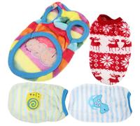 ORFOFE 4Pcs Small Dog Warm Preservation Vest Cartoon Flannel Pet Clothes for Pomeranian Schnauzer Teacup Puppy Daily Wear Mixed Styles