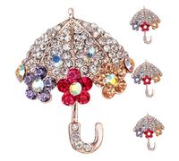 ORFOFE 4pcs Sparkly Umbrella Brooch for Women Rhinestone Lapel Pins with Bling Embellishment Lightweight Fashion Jewelry for Dresses Coats Scarves Formal Events and Travel Accessories