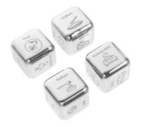 ORFOFE 4pcs Stainless Steel Food Decision Dice with Replaceable Patterns Reusable Meal Decider Cubes for Family Dinners Friend Gatherings and Travel Adventures