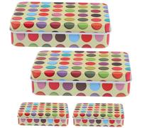 ORFOFE 4Pcs Tinplate Playing Card Storage Box Set with Polka Dot Design Portable Trading Card Holder for Collectors and Travel