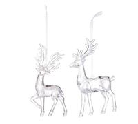 ORFOFE 4pcs Transparent Acrylic Deer Pendants with Hanging Strings for Christmas Tree Decoration Lightweight Reindeer Ornaments with Glittering Surface Festive Holiday Stocking Stuffers