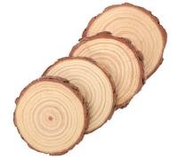 ORFOFE 4pcs Unfinished Wooden Circles Discs for DIY Craft Decorations, Multi-Purpose Lightweight Round Wood Slices, Natural Beige Wood Discs for Home Decoration and Painting