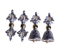ORFOFE 4pcs Vintage Vajry Pestle Bell Pendant Retro Buddhism Religious Necklace Charms Keychain Ornaments for DIY Accessories
