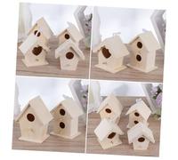ORFOFE 4pcs Wooden Bird Nest DIY Decorative Garden Ornaments with Heart Shape and Multi-layer Designs Wood Material for Home Patio Office Adornment and Micro-landscape Crafting