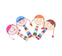 ORFOFE 4Pcs Wooden Rattle Drum for Boy Girl Educational Lightweight Portable Playthings Safe Material Mixed Styles for Early Learning and Sensory Development