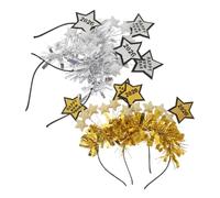 ORFOFE 4pcs Year's Decorative Headband Silver and Gold Nye Headband Tinsel Shining Star for Women Men Girls Nye Party Decorations