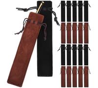 ORFOFE 50 Pcs Velvet Drawstring Pen Pouches Bulk Set, Black and Coffee Color Pen Storage Bags for Students, School Stationery Organizer Sleeve Cases for Office Use