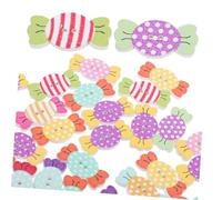 ORFOFE 50Pcs Candy-Shaped Colored Wooden Buttons for DIY Crafts Decorative Crochet and Crafting Buttons Unique Novelty Sewing Embellishments for Handmade Projects