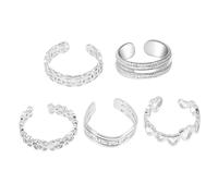 ORFOFE 5pcs Adjustable Toe Knuckle Rings for Women Delicate Foot Ring Jewelry Fashionable Summer Beach Stackable Bands Lightweight Minimalist Decoration for Daily Wear and Parties