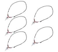 ORFOFE 5pcs Adjustable Tribal Beaded Cord Necklace Unisex Boho Choker with Surfer Style Arrowhead Pendant Vintage Ethnic Beach Jewelry for Couples and Friends