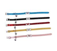 ORFOFE 5pcs Cat Kitten Collars with Bells Adjustable Safety Collar for Cats Kitten Love Heart Rhinestone Durable Comfortable