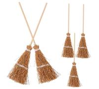 ORFOFE 5pcs Dollhouse Accessories Miniatures for Dollhouse Artificial Decoration Small Straw Tiny Sweeper Brooms 1: 12 Fake Vegetation Brown