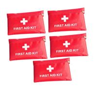ORFOFE 5pcs Mini Red Pouch Oxford Cloth Portable Emergency Storage Bag Compact Organizer for Travel Camping Hiking Outdoor Survival Kit