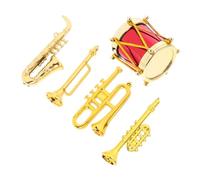 ORFOFE 5pcs Mini Saxophone Dollhouse Musical Instrument Models Vintage Retro Texture Miniature Western Horns Drum Trumpet Clarinet for Decor