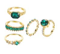 ORFOFE 5Pcs Vintage Rhinestone Stackable Ring Finger Jewelry for Women Party Costume Accessory Flexible Mood Matching for Halloween Cosplay Theme Events