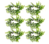 ORFOFE 6 pcs Artificial Eucalyptus Leaves Candle Wreaths Fake Greenery Rings for Wedding Party Table Decor Realistic Plastic Leaf Candle Rings for Valentine S Day Thanksgiving Christmas