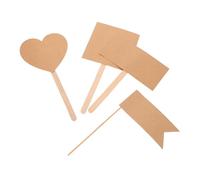 ORFOFE 60pcs Kraft Paper Cake Toppers DIY Blank Insert Picks for Birthday Cupcakes Rustic Party Decorations Writable Cake Tags with Various Shapes