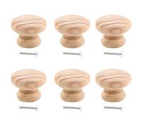 ORFOFE 6pcs 40mm Diameter Solid Wood Nordic Cabinet Handles with Screws, Eco-Friendly Unpainted Wooden Door Pulls for Kitchen Cupboards, Wardrobe and Drawer Hardware