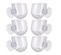 ORFOFE 6pcs Clear Acrylic Fish Tank Plant Holders with Suction Cups for Aquarium Decoration and Red Worm Feeding Transparent Round Aquarium Pot for Clean Water Maintenance and Easy