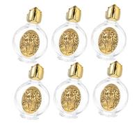 ORFOFE 6pcs Glass Holy Water Bottles with Rose Decoration Refillable Mini Containers for Baptism Church Blessing Compact Portable Religious Use Elegant Decorative Water Vessels