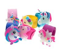ORFOFE 6pcs Light Up Silicone Slap Bracelets Unicorn Party Wristbands Snap Bands Glow Wrist for Birthdays Events