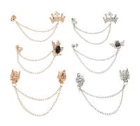 ORFOFE 6pcs Men’s Vintage Brooch Set for Suits - Gold Silver Crown, Dragon Head, Pins with Tassel - Decorative Shawl Sweater Clips and Cardigan Collar Fasteners for Formal