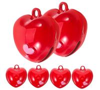 ORFOFE 6Pcs Red Heart Shape Bells DIY Jewelry Charms for Crafting Adorable Pendant Accessories with Jingle Sound for Necklace Bracelet Earrings Making