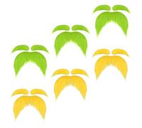 ORFOFE 6pcs Self-adhesive Fake Mustache and Eyebrows Set for Cosplay Costume Accessories, Yellow and Grass Green, Dressing up Facial Hair for Festival Party and Masquerade