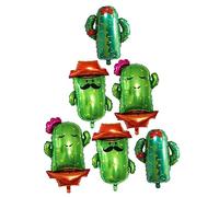 ORFOFE 6Pcs Thick Foil Cactus Balloons for Mexican Birthday Party Summer Theme Decorations and Eye Catching Party Props for Indoor Outdoor Use