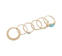ORFOFE 6Pcs Vintage Green Turquoise Stackable Rings Set for Women, Boho Western Style Turquoise Stone Band Rings, Dainty Statement Jewelry for Everyday Wear