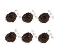 ORFOFE 6set Handmade Rattan Bird Nests with Realistic Artificial Eggs Decorative Artificial Bird Nest Ornaments for Garden Home Wedding Easter Christmas