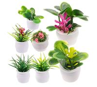 ORFOFE 7Pcs Miniature Simulated Plant Ornaments for Dollhouse and DIY Table Decorations Realistic Faux Foliage Flower Decor Lightweight Scenery Landscape Models for Artistic Crafting