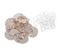 ORFOFE 80pcs Lunar Wood Chips Unfinished Blank Wood Crescent Shaped Decor for Hanging Ornament Craft Embellishments DIY Crafting Party Decoration Calendar Reminder Label Metal Connection