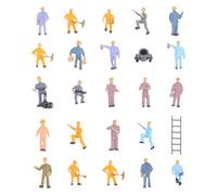 ORFOFE 87 Scale Plastic Architecture Worker Figures Miniature People Models for Sand Table and Model Train Scenes