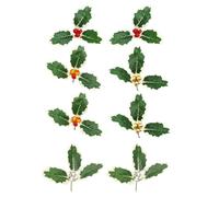 ORFOFE 8pcs Christmas Tree Decor Holly Leaves Berries Artificial Holly Leaves Plastic Lifelike Easy to Hang for Christmas Tree Cake Indoor