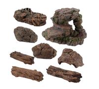 ORFOFE 8pcs Mini Landscape Scene Plastic Stone and Stump Model for Boys and Pretend Play Imaginative Static Garden Adornments