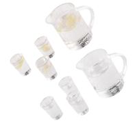 ORFOFE 8pcs Miniature Doll House Accessories Set - Plastic Mini Kettles and Cups with Lemonade and Hot Water Pitchers - Doll House Table Decor for Pretend