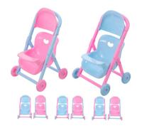 ORFOFE 8pcs Miniature Doll Stroller Compact Pretend Play Pram for Dollhouse Accessories Portable Pushchair for Little Role Playing