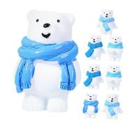 ORFOFE 8pcs Miniature Polar Bear Figurines for Snowy Landscape DIY Winter Decor Soft Material Arctic Animal Ornaments for Christmas Village Displays and Bear Birthday Decorations