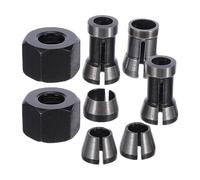 ORFOFE 8pcs Router Collet Chuck Set High Precision Carbon Steel Adapter Kit for Router Bits Nut and Collet for Engraving Milling Trimming Woodworking Tools