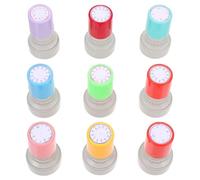 ORFOFE 9 Pcs Teaching Clock Stamps 2.5cm Diameter Pre-inked Time Learning Stamper Set with Black Red Blue Ink for Educational Use Random Color Random Color