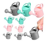 ORFOFE 9pcs Mini Watering Can for Dollhouse Pretend Play Garden Tools with Handles Tiny Functional Water Buckets in Pink Green Silver for Realistic Miniature Plant Care and Decor