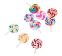 ORFOFE 9pcs Miniature Rainbow Lollipop Decorations Bright Colorful Simulation Candy Props for DIY Micro Landscape Dollhouse Party Candy Decor