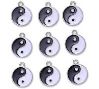 ORFOFE 9pcs Tai Chi Pendant Charms for Necklace Making Durable Alloy Pendants with Hanging Creative Eight Trigrams DIY Jewelry Accessories
