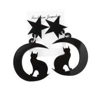 ORFOFE Acrylic Cat Pendant Earrings Dangle Star Moon Design Lightweight Jewelry for Women Birthday Christmas Party Accessory