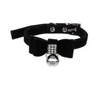 ORFOFE Adjustable Black Velvet Pet Collar with Bell and Rhinestone Charm Adorable Bow Design for Cats and Dogs Festival Decoration Comfortable Skin-friendly Material