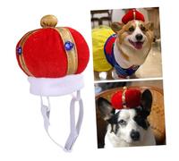 ORFOFE Adjustable Red Pet Crown Hat for Cats Soft Comfortable Fabric Elastic Band Cute Headwear for Daily Wear Birthday Christmas Parties Photo Shoot Accessory