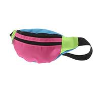 ORFOFE Adjustable Retro 80s Neon Waist Pack with 2 Pockets, Water-Resistant Polyester Fanny Bag for Outdoor Activities and Theme Party Festival Use, Lightweight Waist Belt Bag for Men
