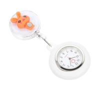 ORFOFE Adorable Rabbit Designed Pocket Watch for Nurses with Silicone and Alloy Material, Easy to Wear and Carry, for Work in The Hospital, Practical Cartoon Chest Watch in Orange